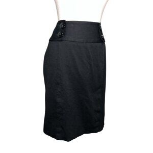 INC Black High-Waisted Button Detail Pencil Skirt Size 14 International Concepts